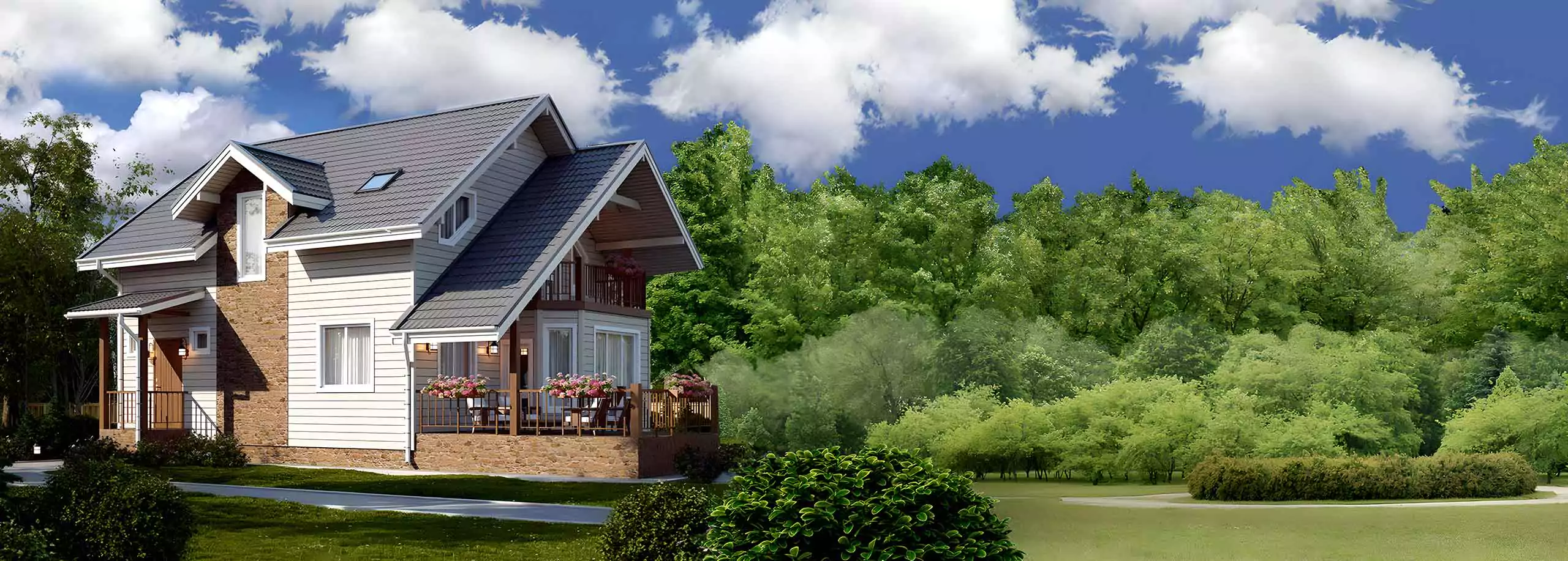 Каркасные дома с верандой