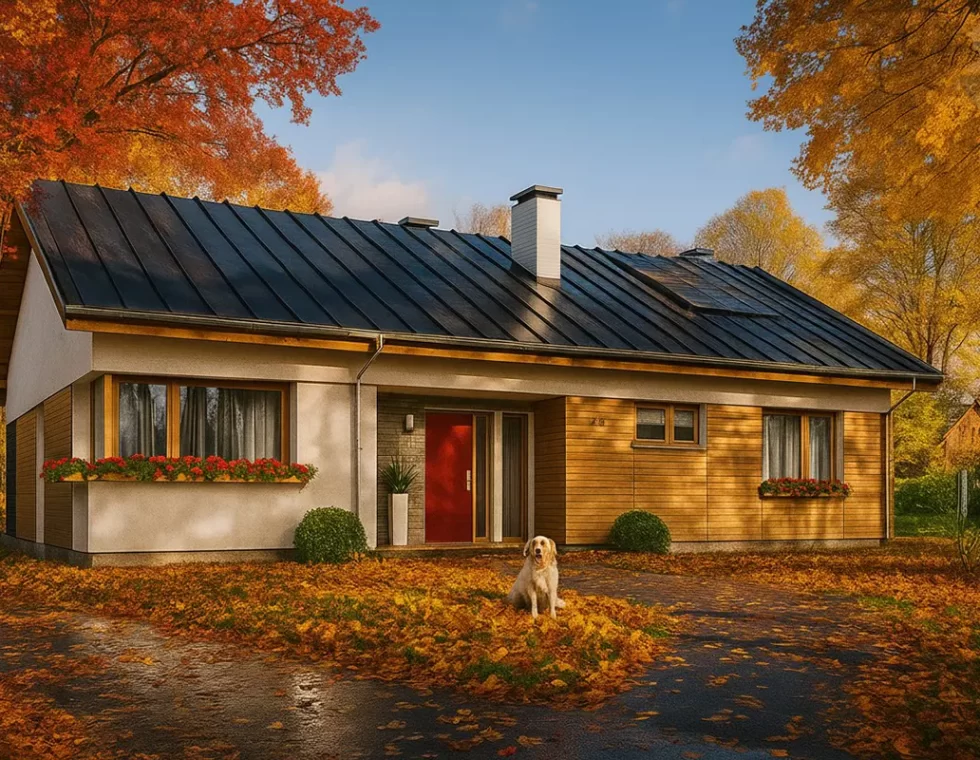 Каркасный дом с двухскатной крышей КД-410 фото 1