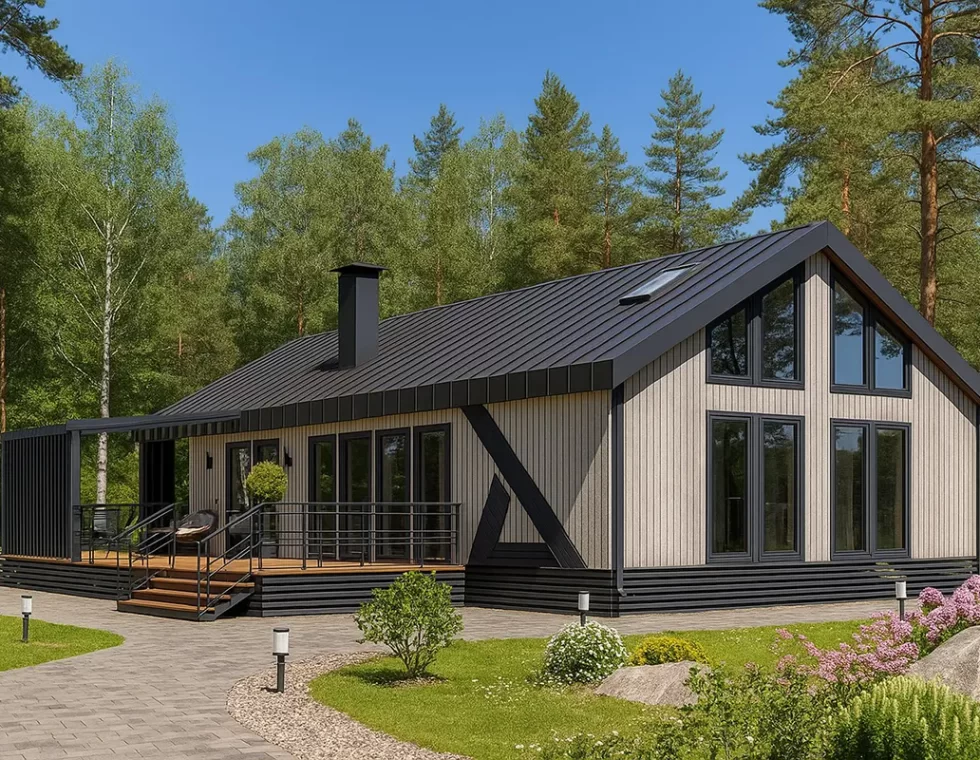 Каркасный дом с мансардой и антресолью КД-220 фото 1