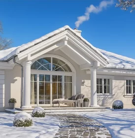 Каркасный дом с террасой и панорамным остеклением КД-420 фото 1