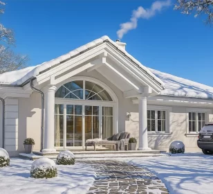 Каркасный дом с террасой и панорамным остеклением КД-420 фото 1