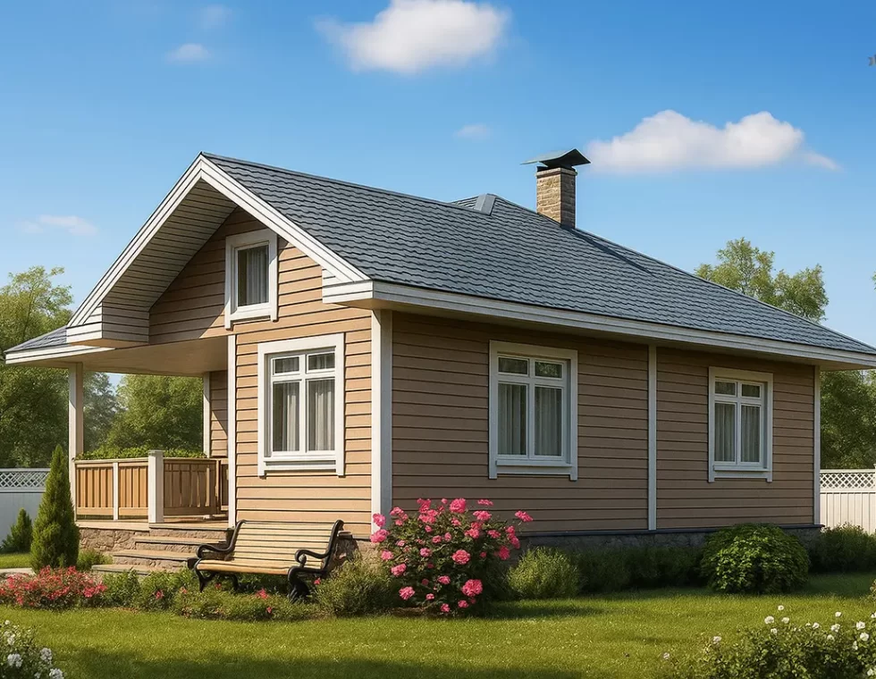 Одноэтажный каркасный дом с террасой и вторым светом КД-760 фото 2