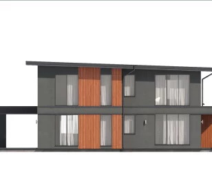 КД-1370 двухэтажный дом с плоской крышей фасад 2