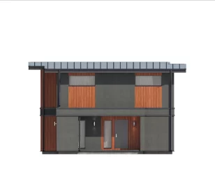 КД-1370 двухэтажный дом с плоской крышей фасад 3