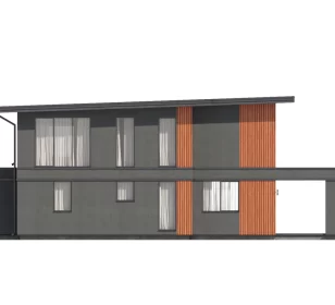 КД-1370 двухэтажный дом с плоской крышей фасад 4