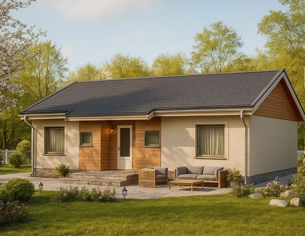 Одноэтажный дом с котельной и террасой КД-150 фото 1