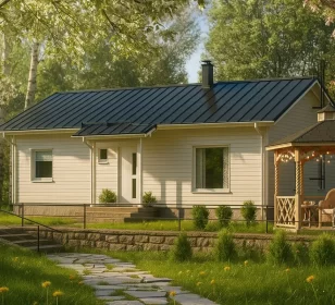 Одноэтажный каркасный дом с котельной КД-560 фото