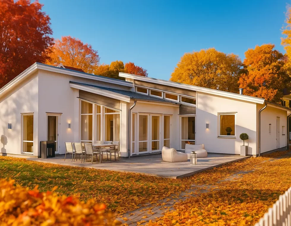 Одноэтажный каркасный дом с открытой террасой КД-610 фото