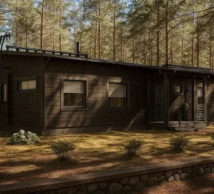 Одноэтажный каркасный дом с плоской крышей и сауной КД-870 фото 2