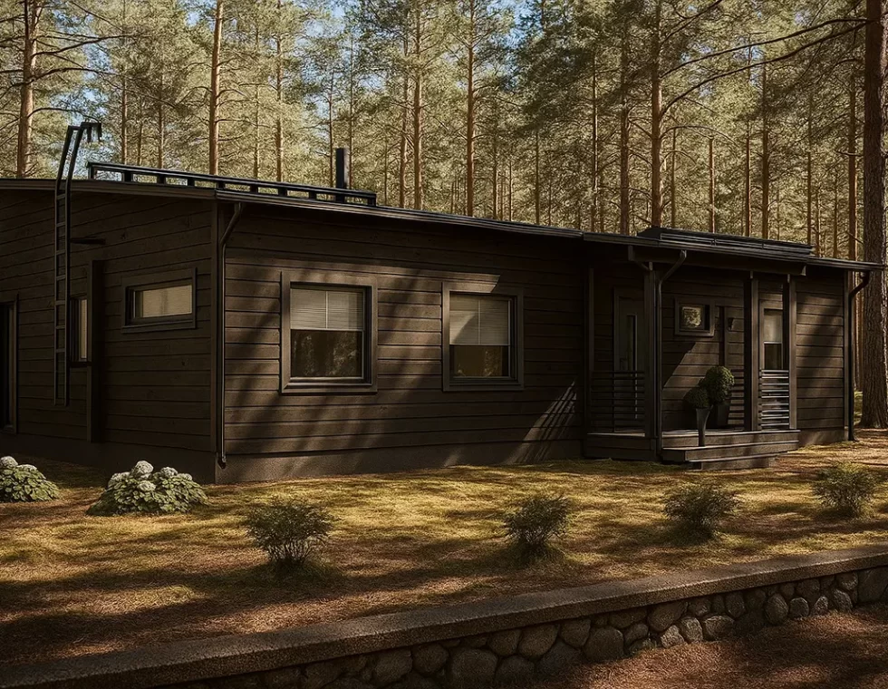 Одноэтажный каркасный дом с плоской крышей и сауной КД-870 фото 2