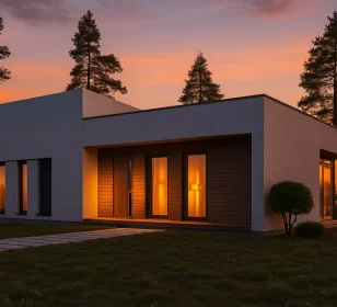 Одноэтажный каркасный дом с плоской крышей КД-640 фото 3