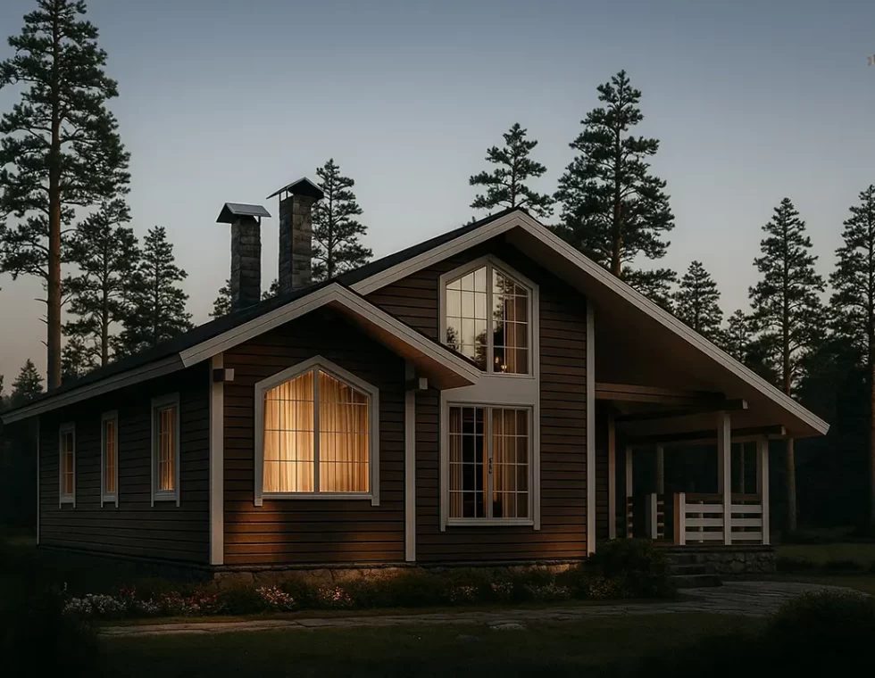 Одноэтажный каркасный дом с верандой и вторым светом КД-750 фото 1