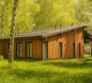 Одноэтажный каркасный дом с высокими потолками и узкими окнами КД-810 фото 2