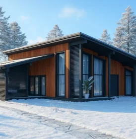 Одноэтажный каркасный дом с высокими потолками и узкими окнами КД-810 фото 3