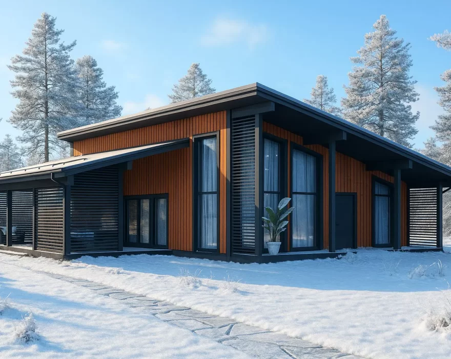 Одноэтажный каркасный дом с высокими потолками и узкими окнами КД-810 фото 3