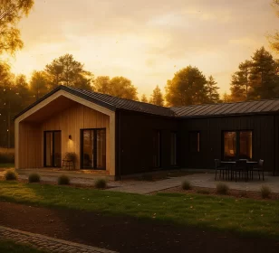 Одноэтажный каркасный дом в стиле Barn House КД-50 фото