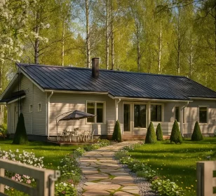 Одноэтажный каркасный дом с двумя террасами КД-290 фото