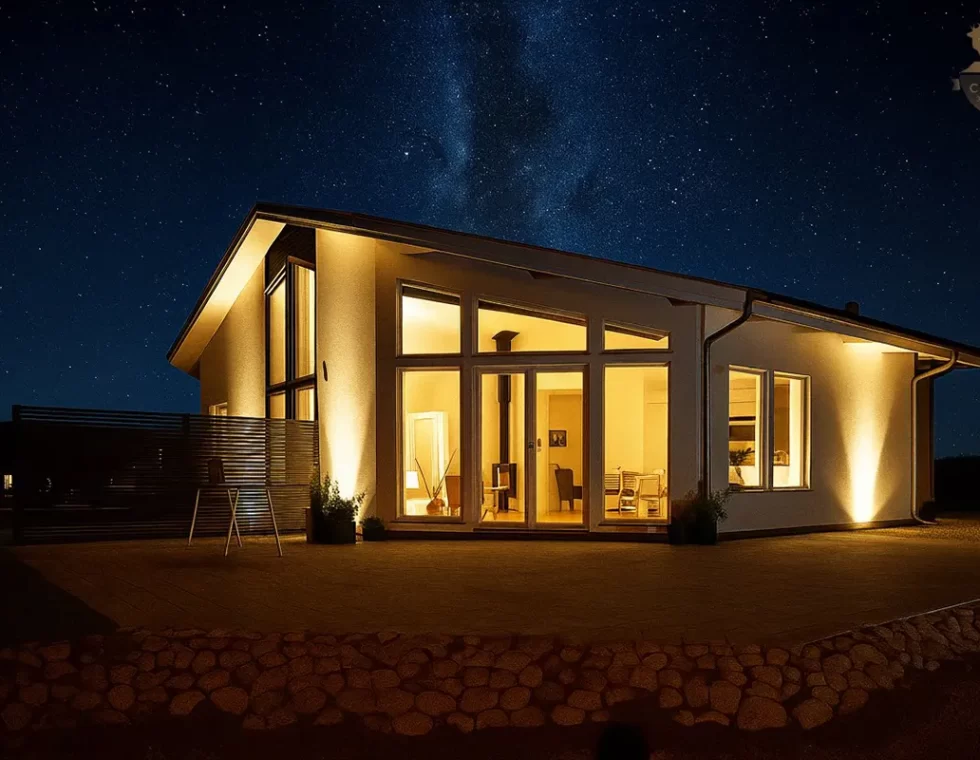 Одноэтажный каркасный дом с камином КД-580 фото 1