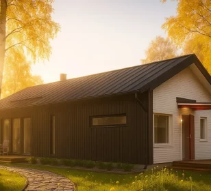 Одноэтажный каркасный дом с террасой КД-330 фото