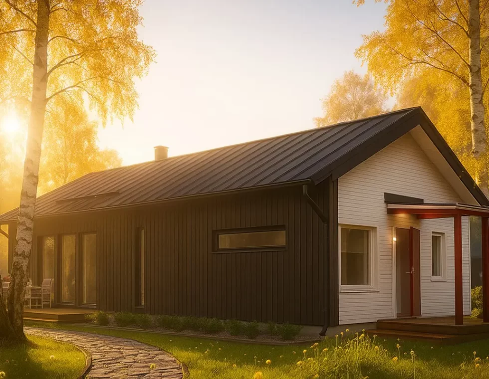 Одноэтажный каркасный дом с террасой КД-330 фото