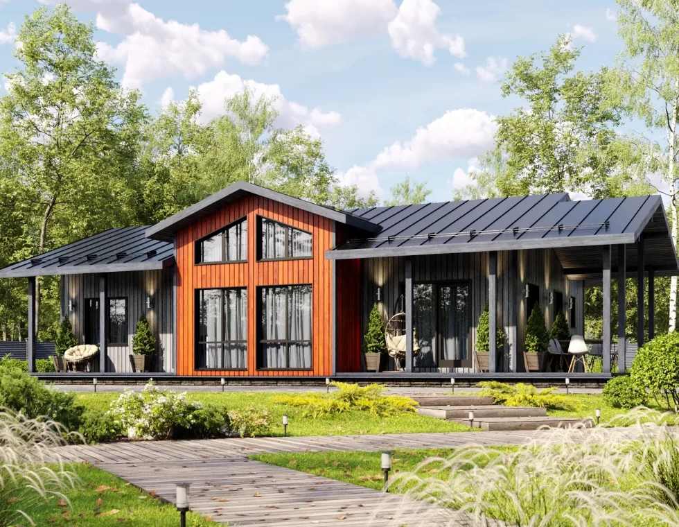 проект каркасного дома КД-1190 главный фасад