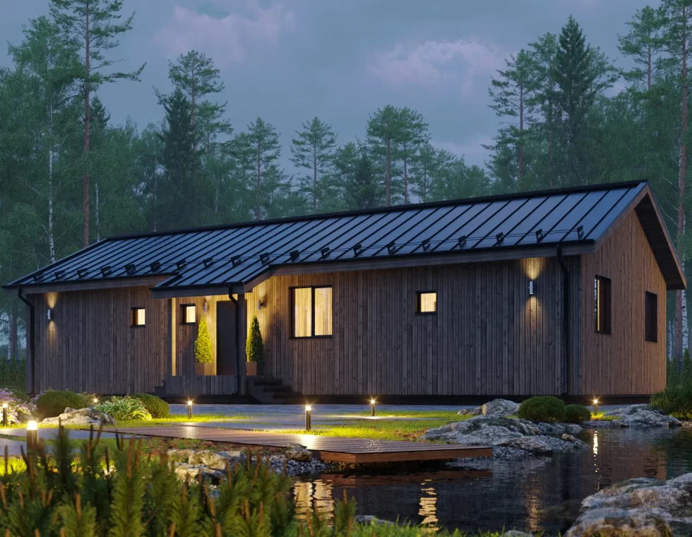 проект каркасного дома КД-1200 фасад 2