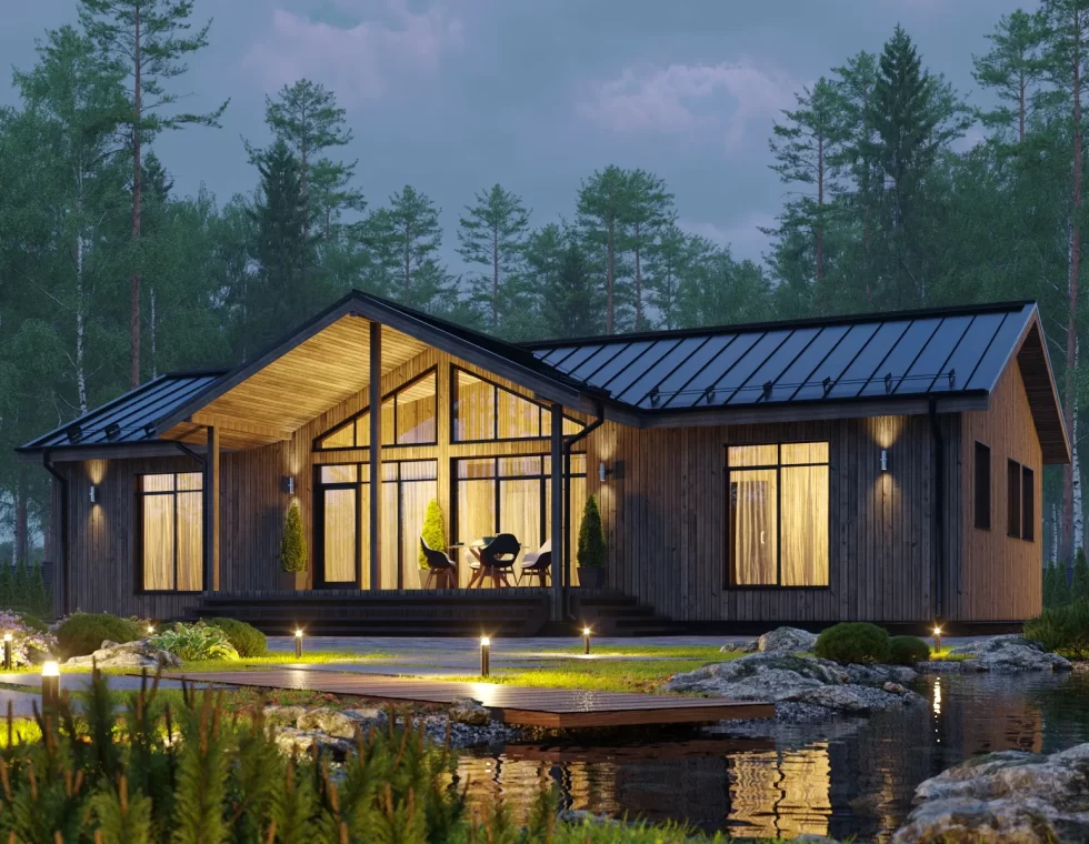 проект каркасного дома КД-1200 фасад