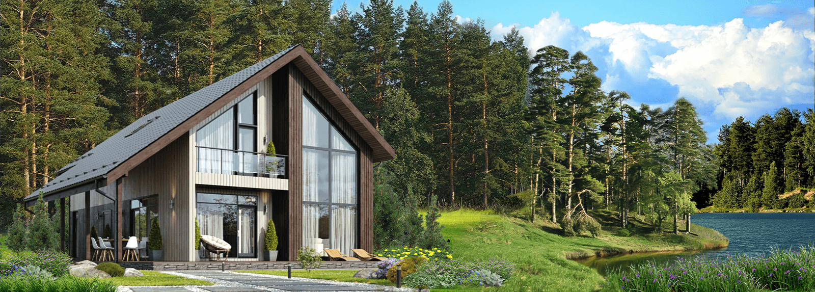 Проекты каркасных домов с террасой и балконом